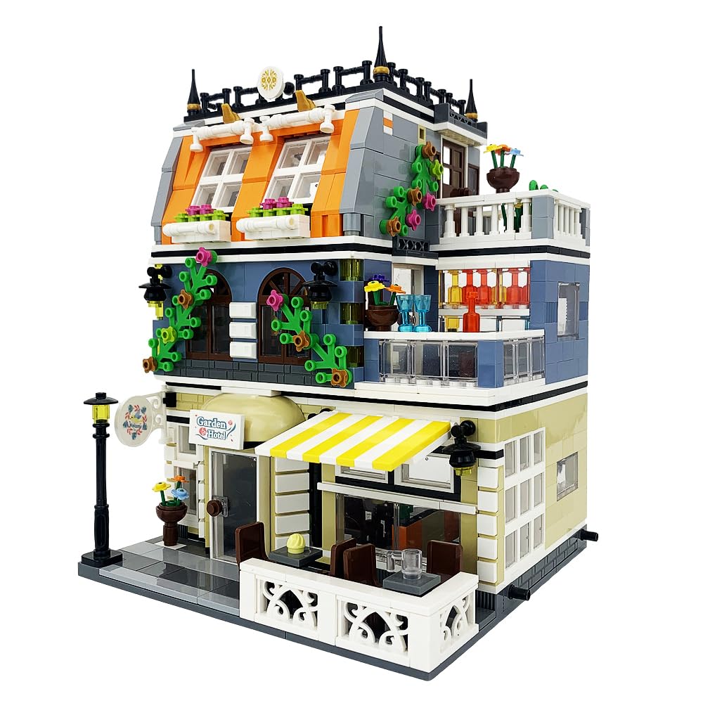 ENJBRICK Garden Hotel Assembly Square Building Kit — 1284 PCS | Collectible Display Toy