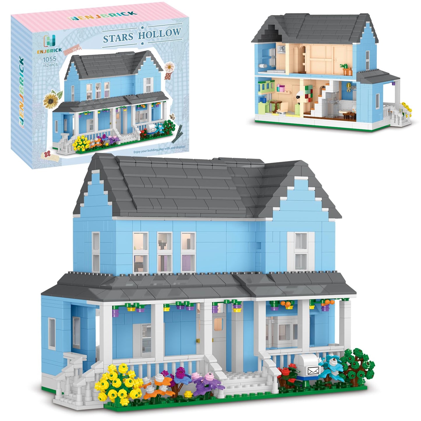 ENJBRICK Gilmore House Building Set — LEGO-Compatible Architecture Kit, 1524 Pieces for Girls