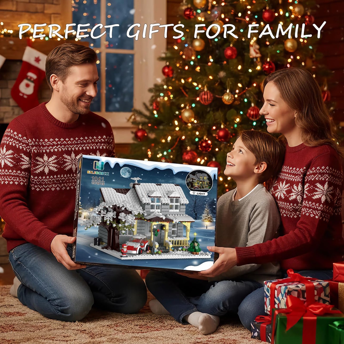 ENJBRICK Snow Cabin Village Building Set - 1378 Pcs, Lego Compatible