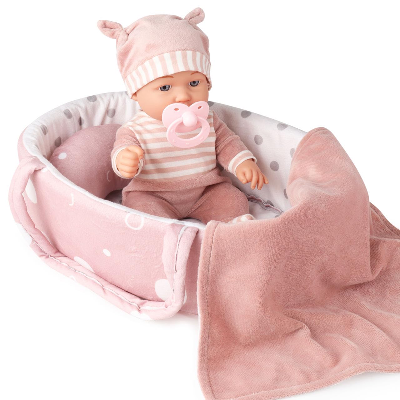 Enjoyin 12'' Baby Doll Playset with Carrier Bassinet Bed & Washable Accessories – Gift for Toddlers 3+