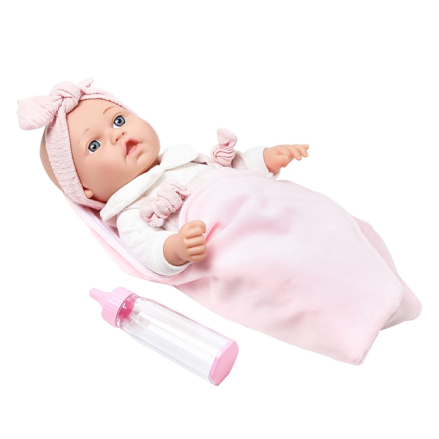 Enjoyin 12'' Baby Doll Set in Gift Box — Pacifier, Pink Clothes, Blanket & Bottle | Gift Idea for Ages 3+