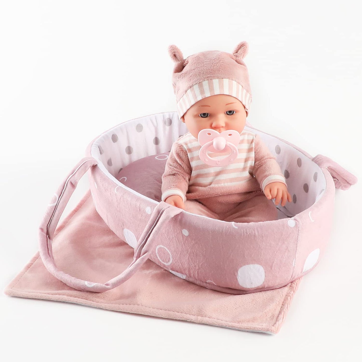 Enjoyin 12'' Baby Doll Playset with Carrier Bassinet Bed & Washable Accessories – Gift for Toddlers 3+