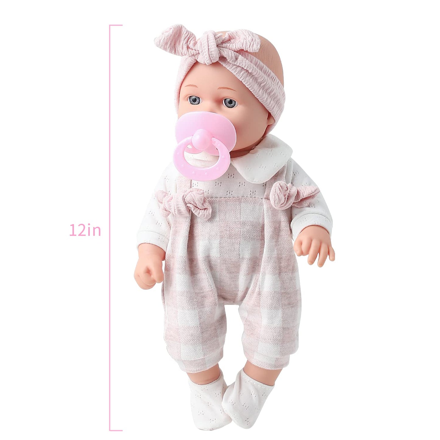 Enjoyin 12'' Baby Doll Set in Gift Box — Pacifier, Pink Clothes, Blanket & Bottle | Gift Idea for Ages 3+
