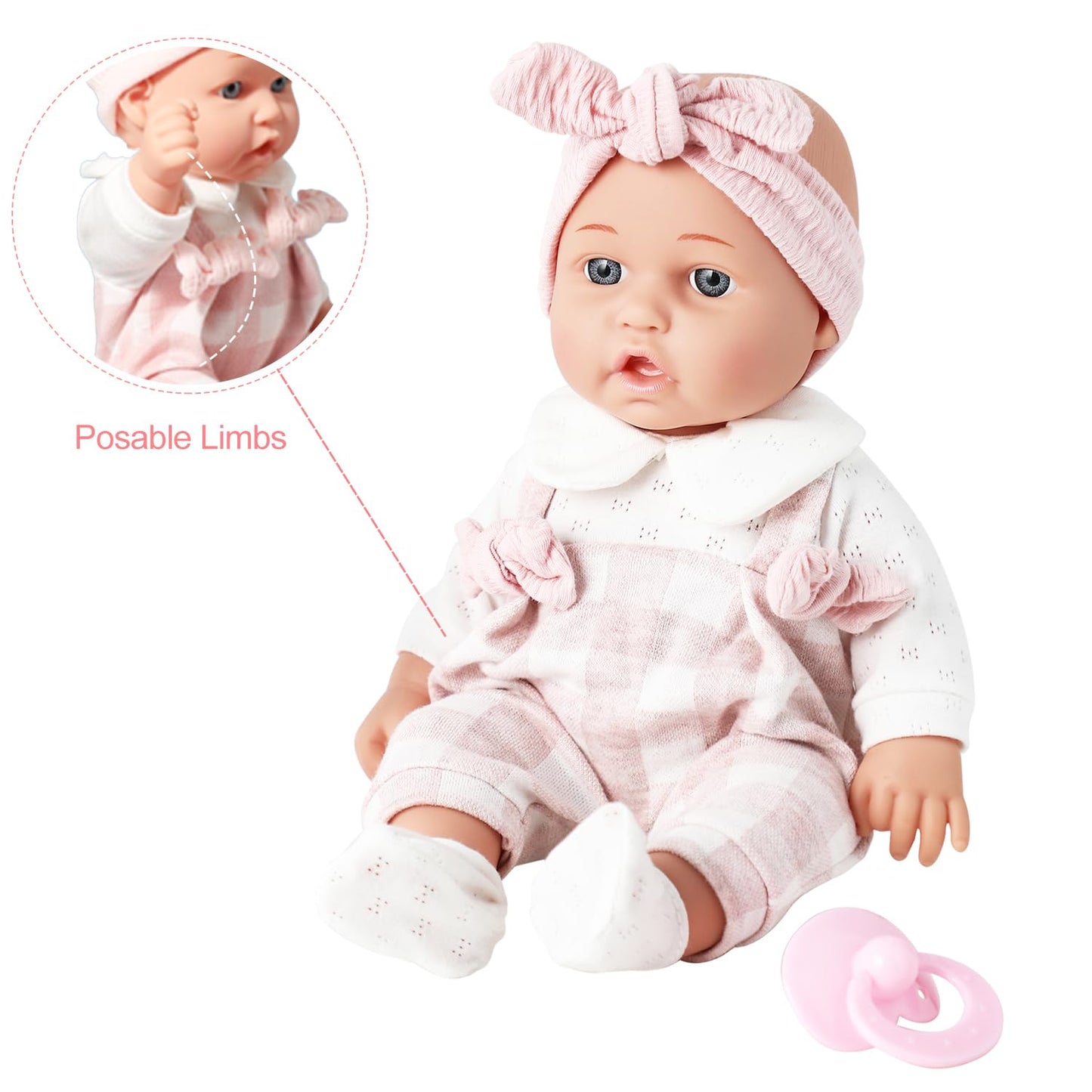 Enjoyin 12'' Baby Doll Set in Gift Box — Pacifier, Pink Clothes, Blanket & Bottle | Gift Idea for Ages 3+