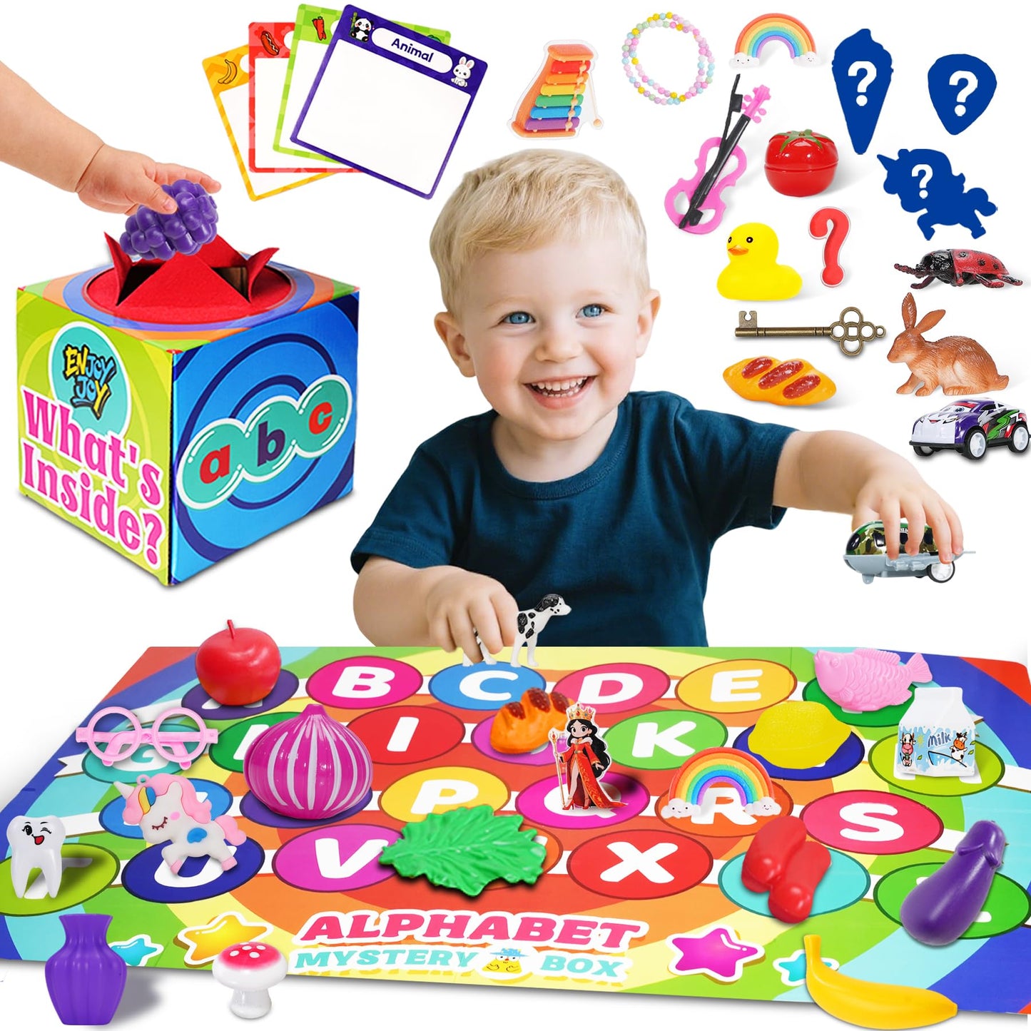 Enjoyjoy Mystery Box: 58-Piece Alphabet & Montessori Speech Therapy Toys for Toddlers 3-6