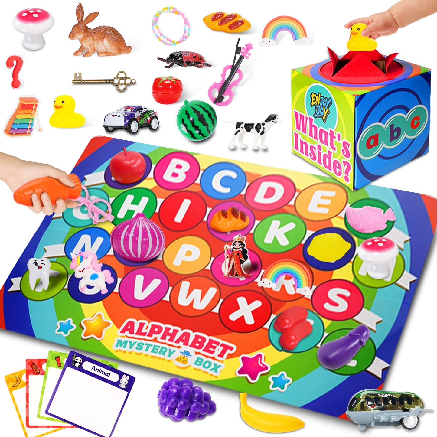 Enjoyjoy Mystery Box: 58-Piece Alphabet & Montessori Speech Therapy Toys for Toddlers 3-6