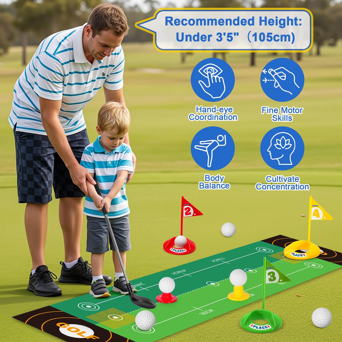 Enjoyjoy Upgraded Kids Golf Set with Auto Return & Glow Balls – Indoor/Outdoor Mini Golf for Ages 2-8