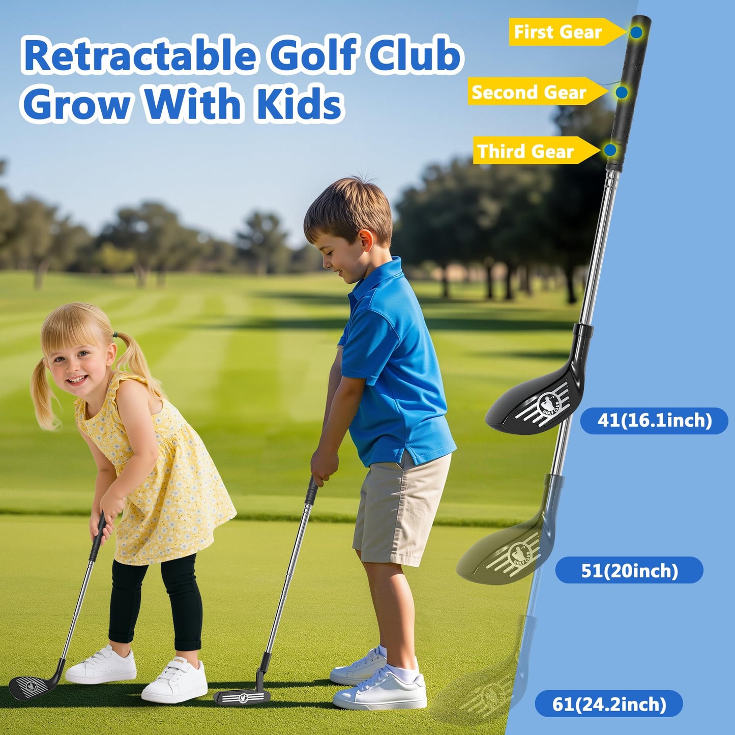 Enjoyjoy Upgraded Kids Golf Set with Auto Return & Glow Balls – Indoor/Outdoor Mini Golf for Ages 2-8