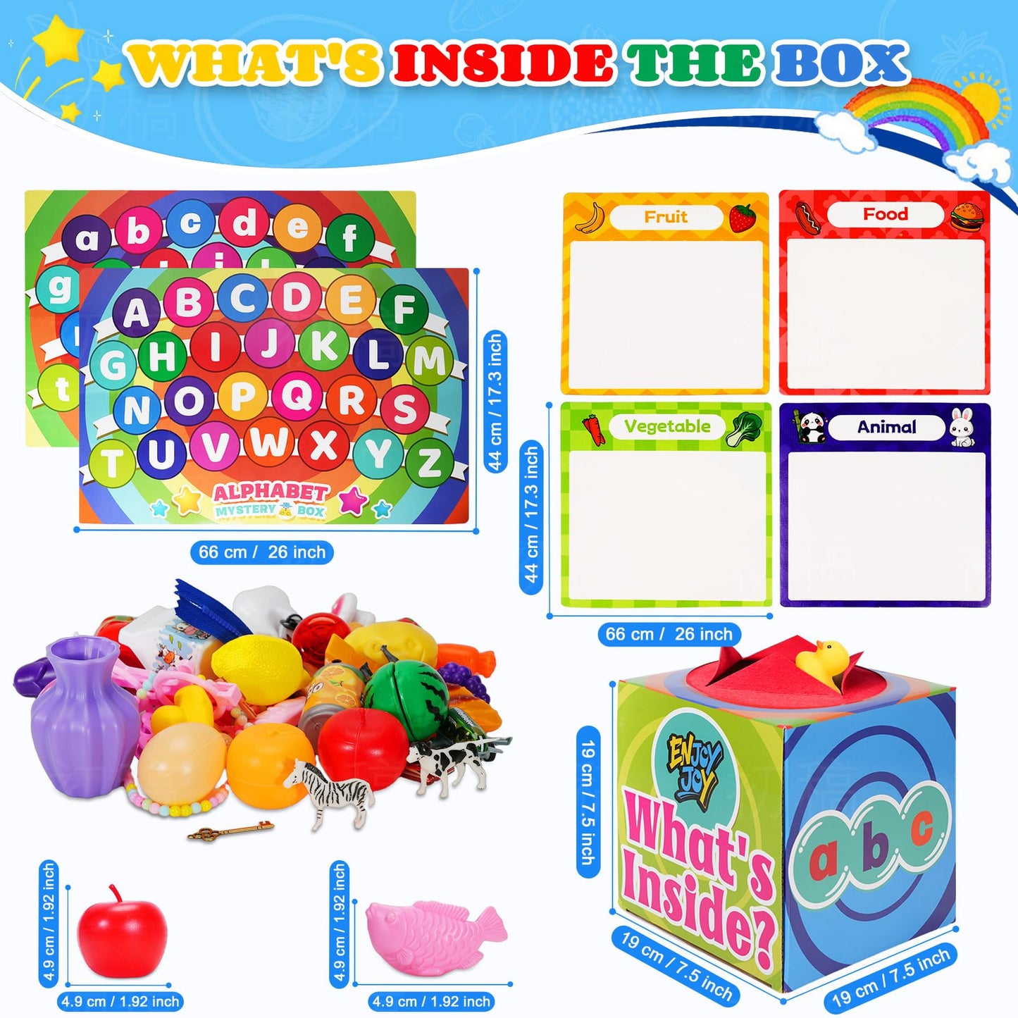 Enjoyjoy Mystery Box: 58-Piece Alphabet & Montessori Speech Therapy Toys for Toddlers 3-6