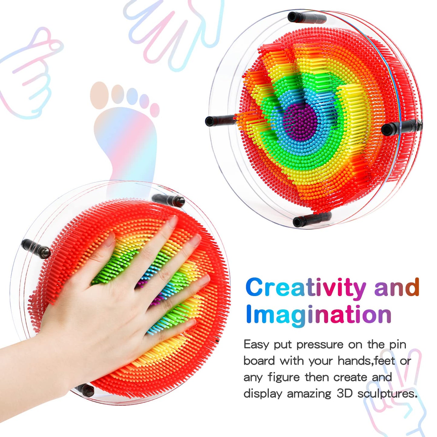ENJSD 3D Pin Art Sensory Toy for Kids 3-10 | Creative Pin Art Board