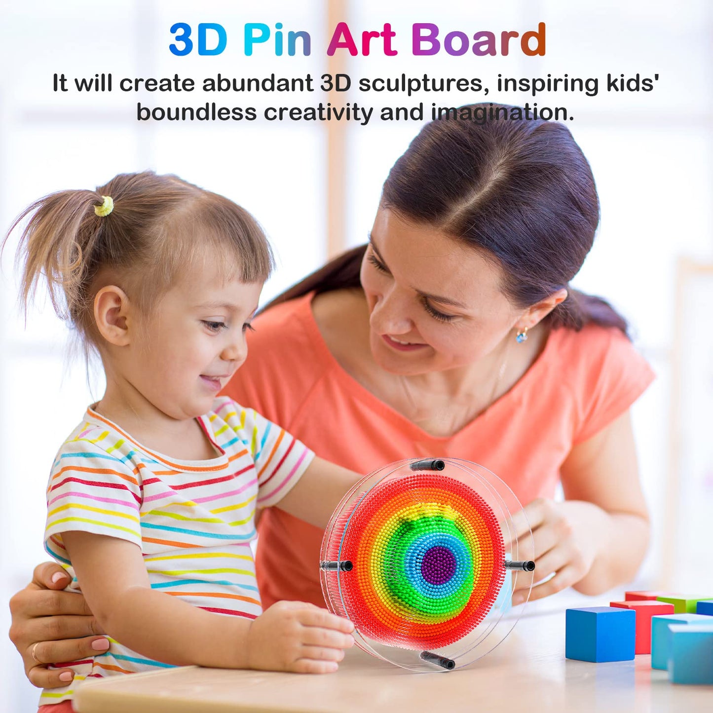 ENJSD 3D Pin Art Sensory Toy for Kids 3-10 | Creative Pin Art Board