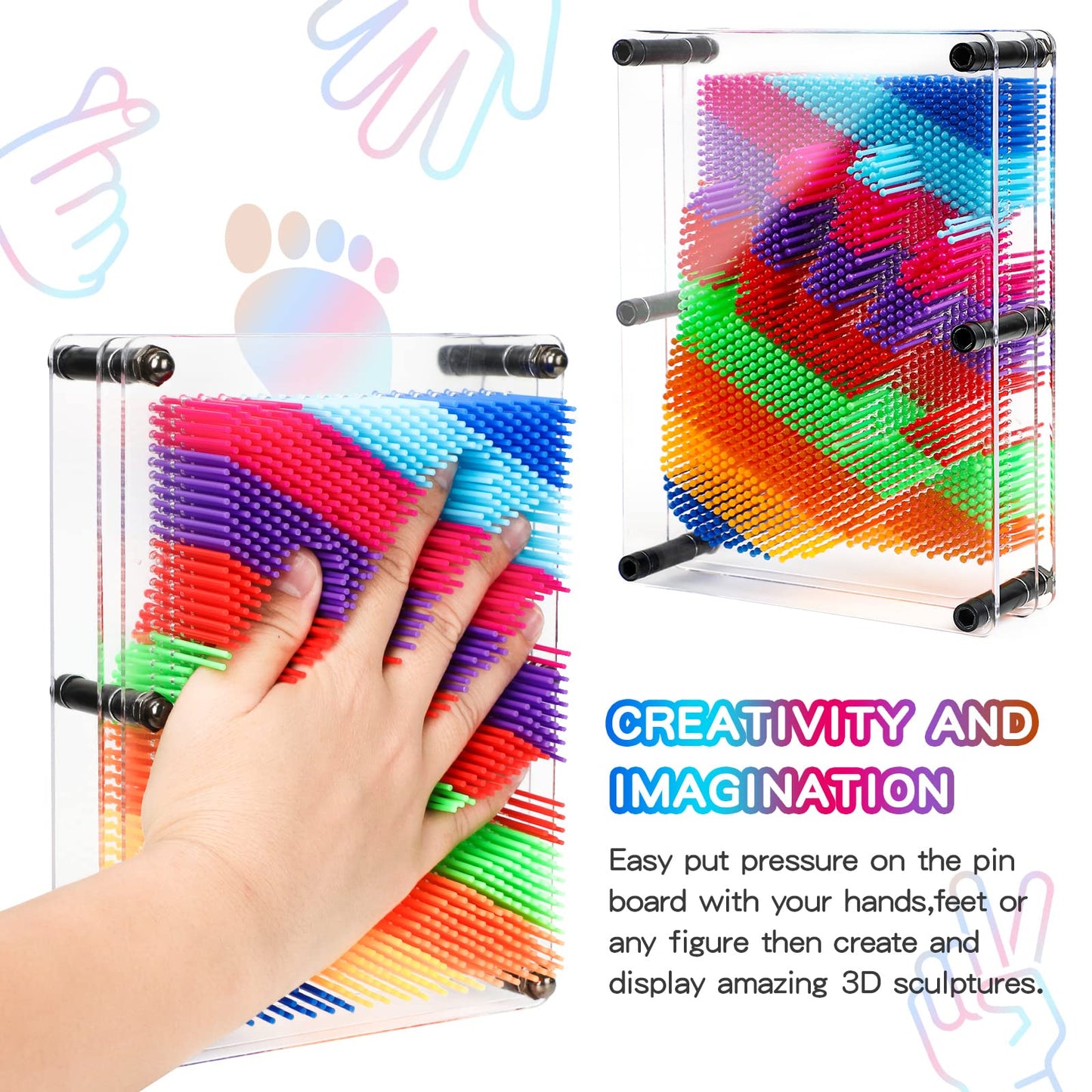 ENJSD 3D Pin Art Toy – Sensory Board for Kids, Creative Play & Color Recognition