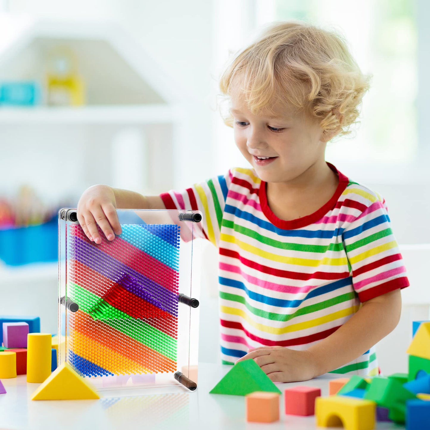 ENJSD 3D Pin Art Toy – Sensory Board for Kids, Creative Play & Color Recognition