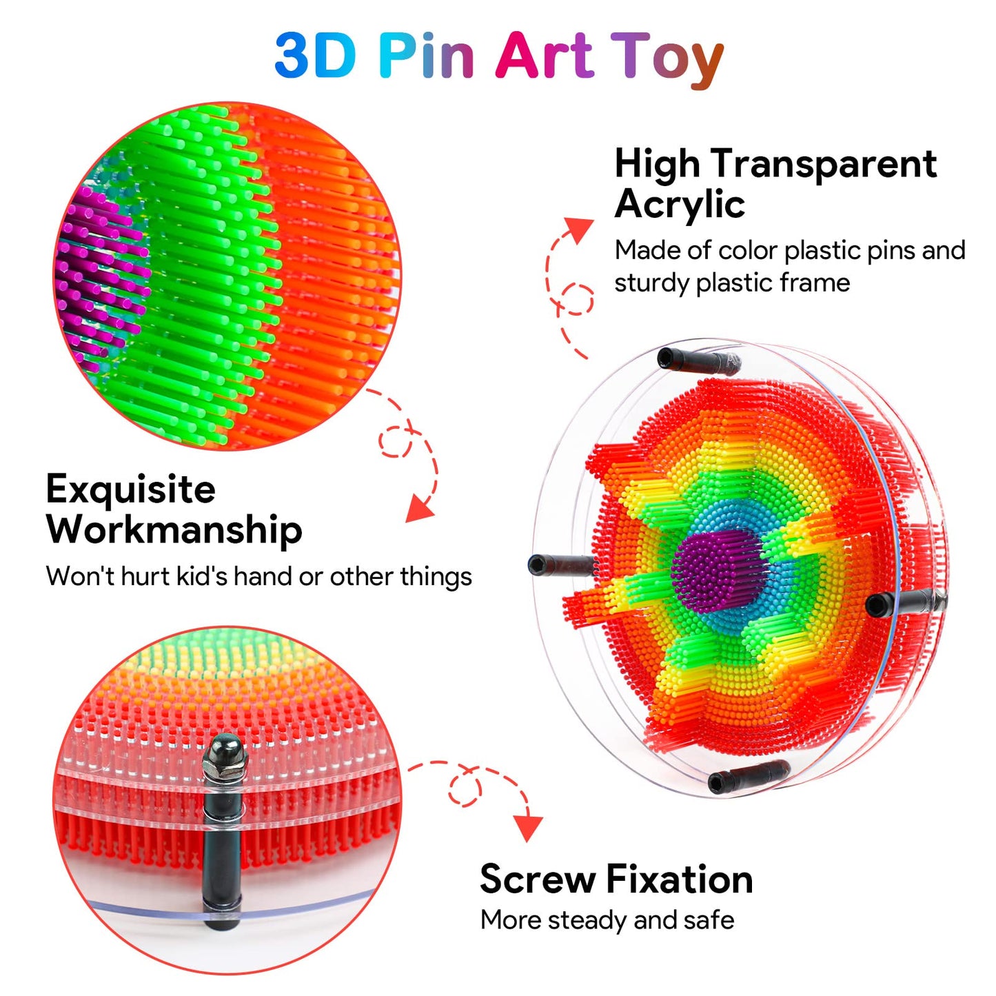 ENJSD 3D Pin Art Sensory Toy for Kids 3-10 | Creative Pin Art Board
