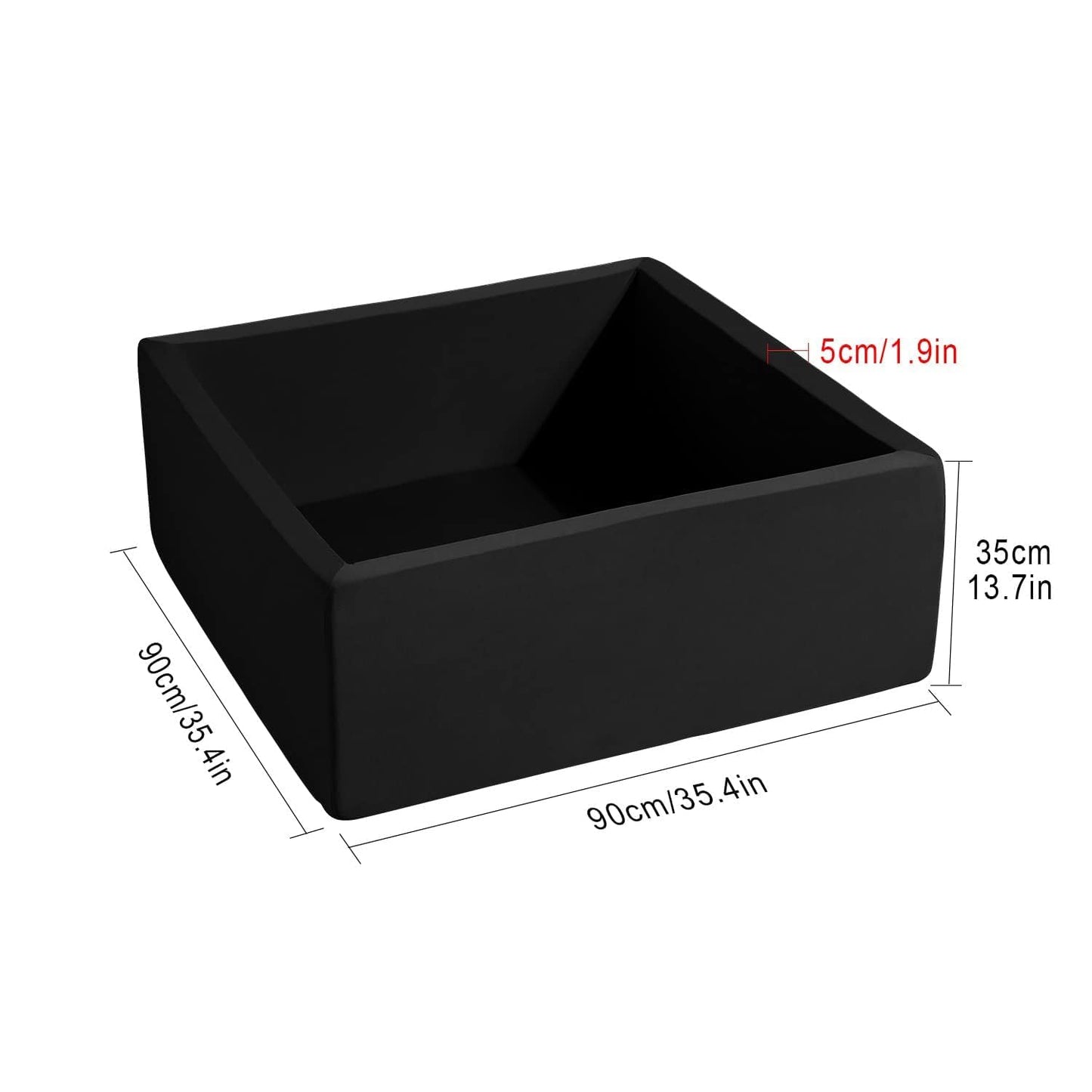 ENMOGO Foam Ball Pit Square Black – Soft Toddler Play Space