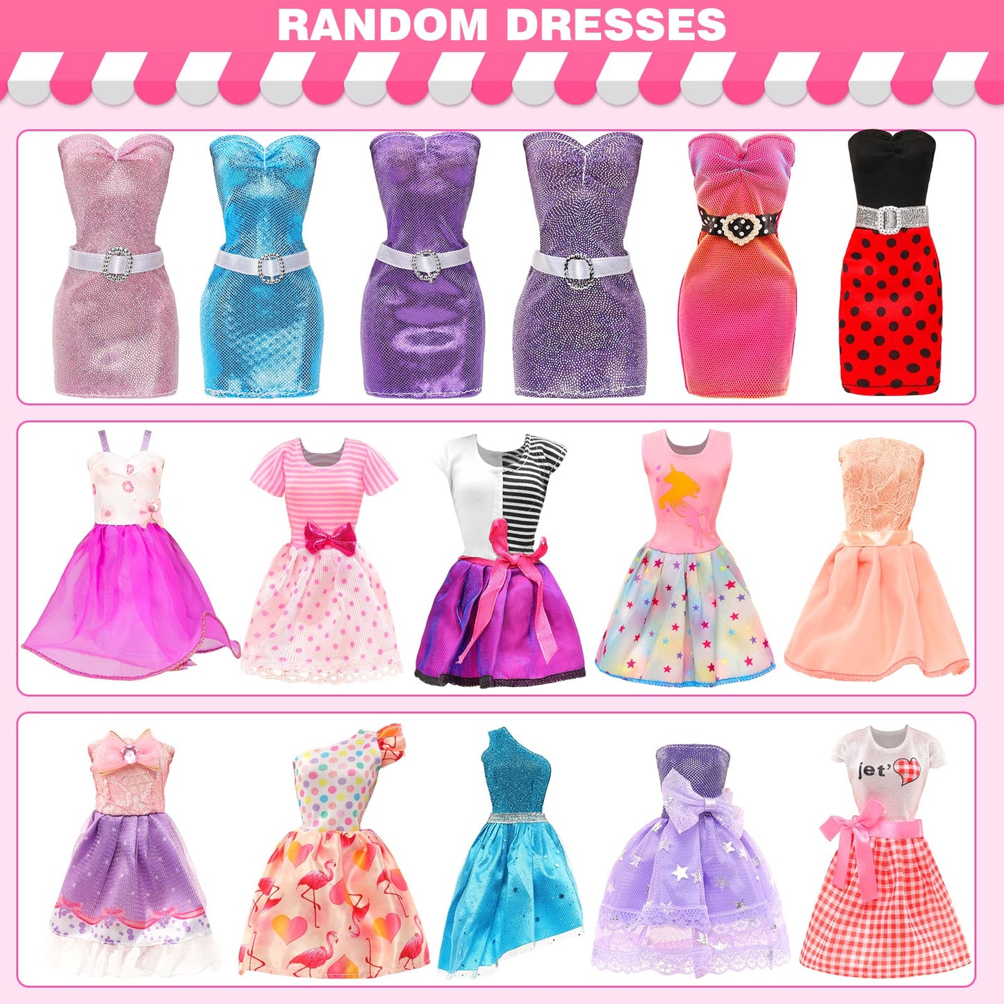 ENOCHT 51 PCS Doll Clothes & Accessories for 11.5-inch Dolls – Dresses, Swimwear, Shoes & Hangers