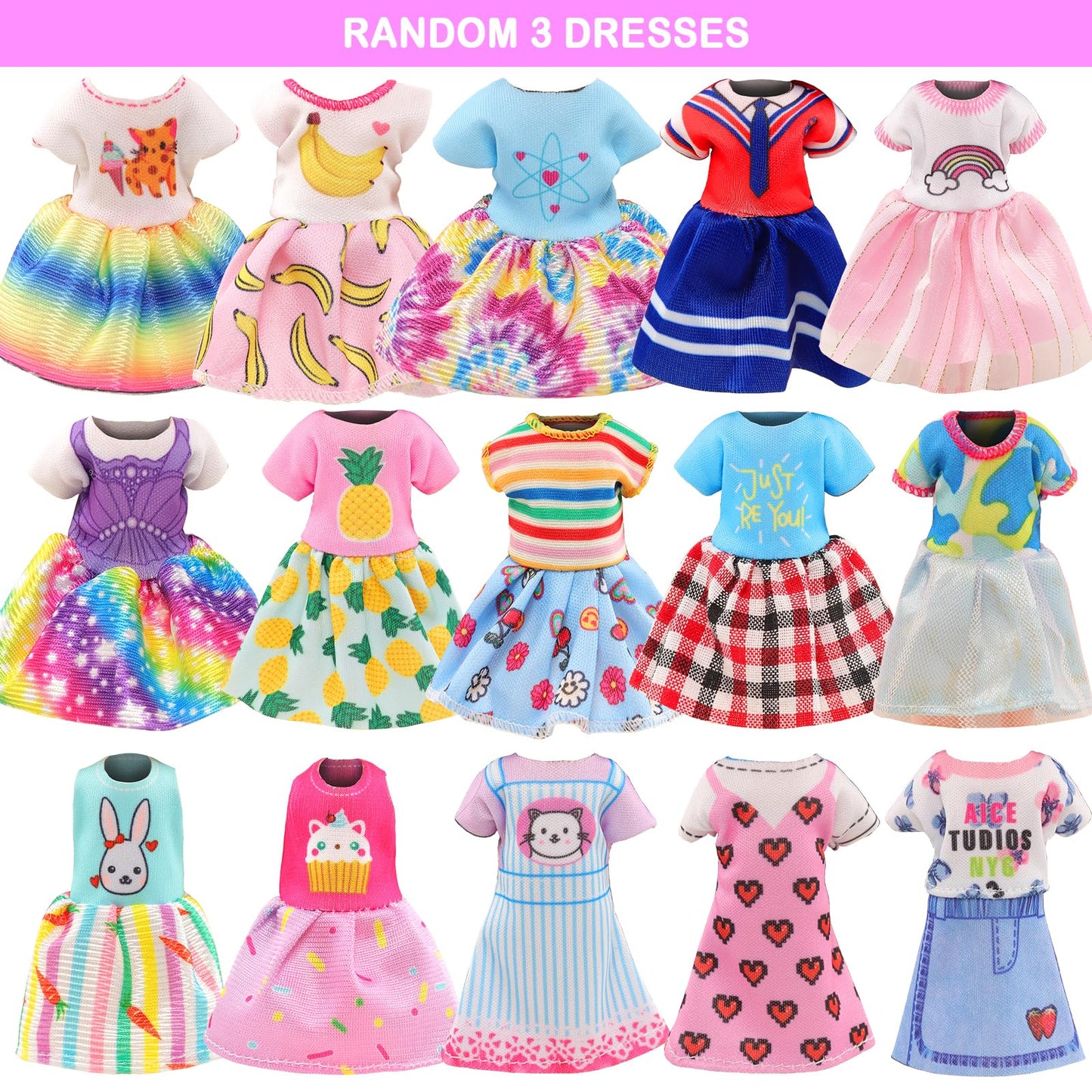 ENOCHT 22-Piece 6-Inch Dolls School Set: Clothes, Dresses, Glasses, Computer & Study Accessories