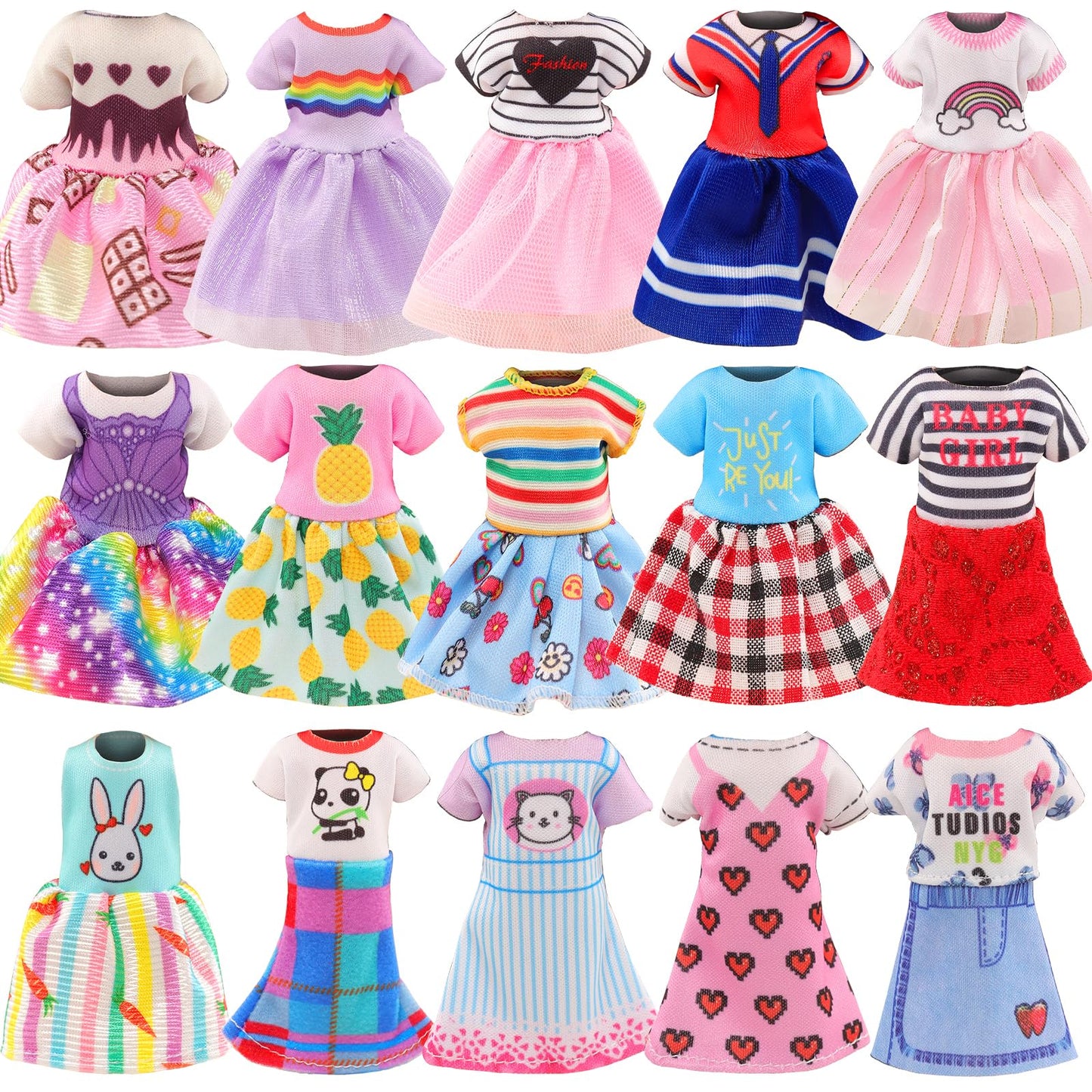 ENOCHT 30-Piece Doll Clothes Set for 5.3–6 Inch Dolls – 10 Outfits & Accessories