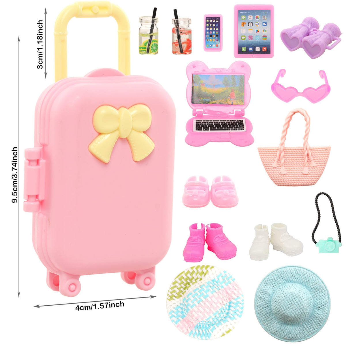 ENOCHT 25-Piece 5.3-Inch Doll Travel Set – Outfits, Luggage & Accessories