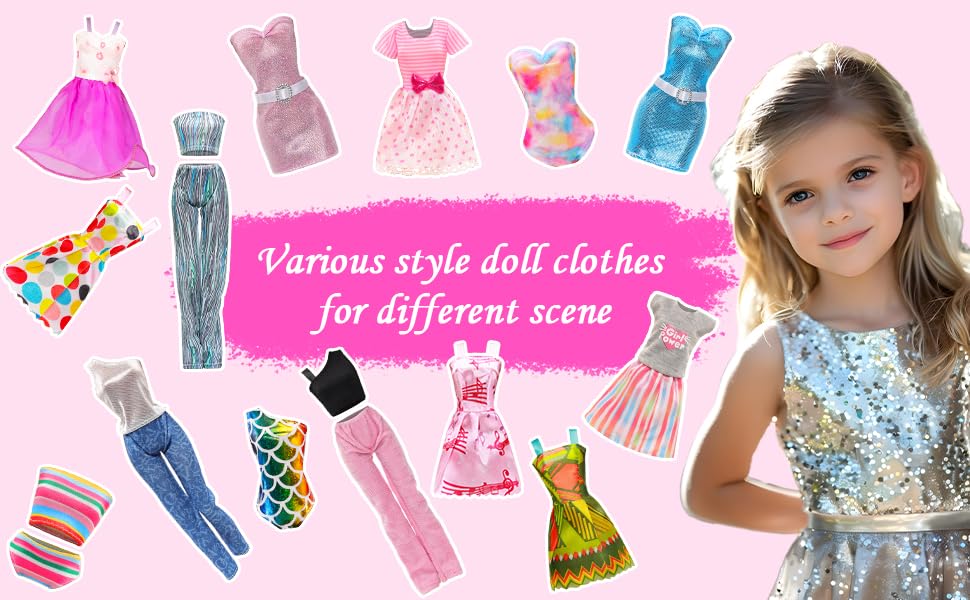 ENOCHT 51 PCS Doll Clothes & Accessories for 11.5-inch Dolls – Dresses, Swimwear, Shoes & Hangers