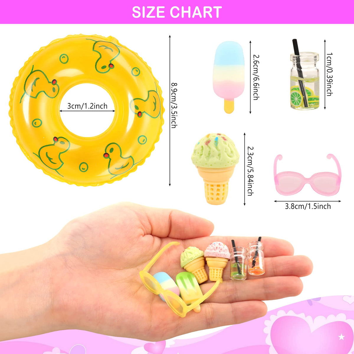 ENOCHT Lot 26 Beach Doll Clothes & Accessories Set for 11.5-Inch Dolls – 5 Swimsuits, Bathrobe, 2 Rings & 18 Pieces