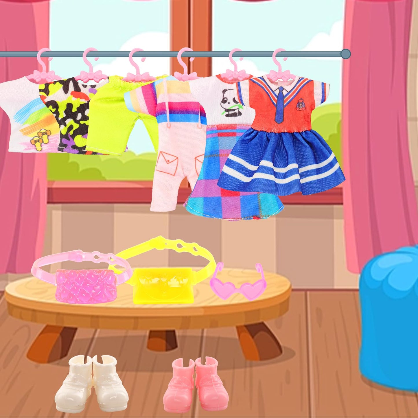ENOCHT 30-Piece Doll Clothes Set for 5.3–6 Inch Dolls – 10 Outfits & Accessories