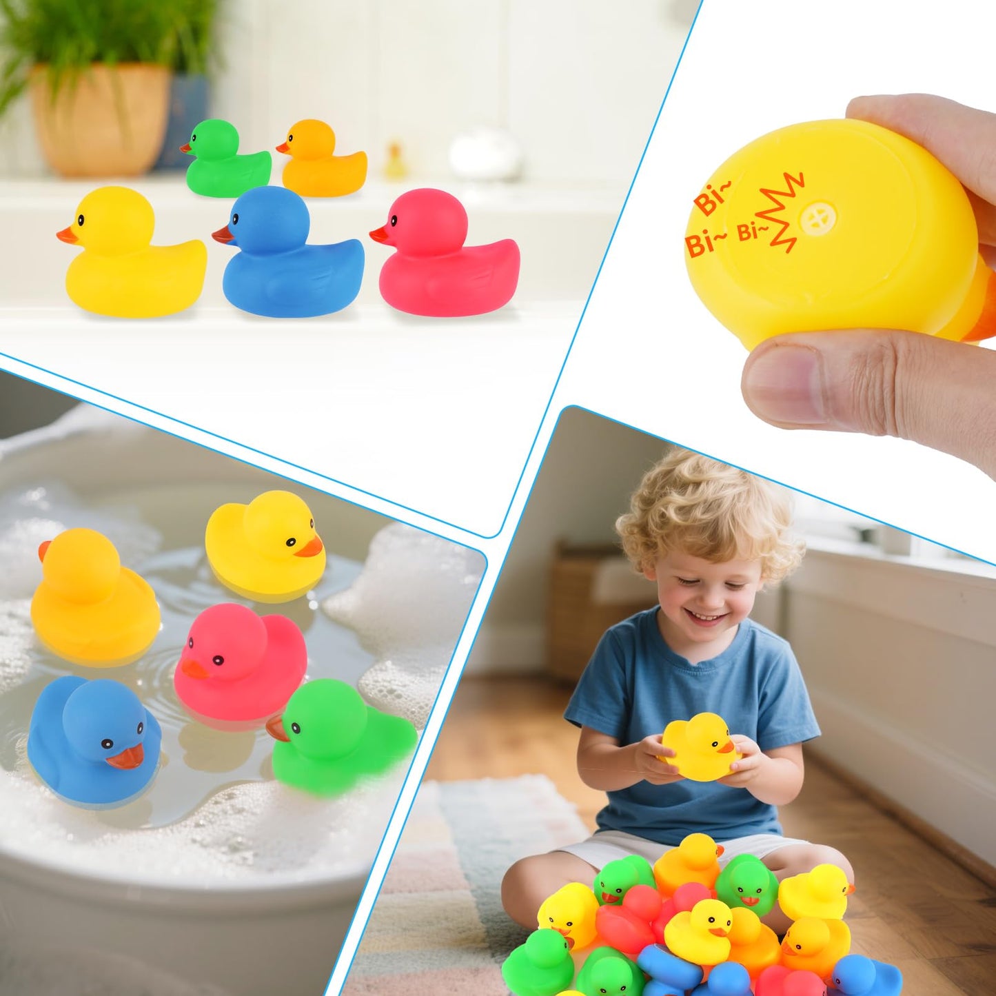 Ensbelei 20Pcs Yellow Rubber Ducks Bath Toys – 5 Colors, Squeaky Bathtub Set