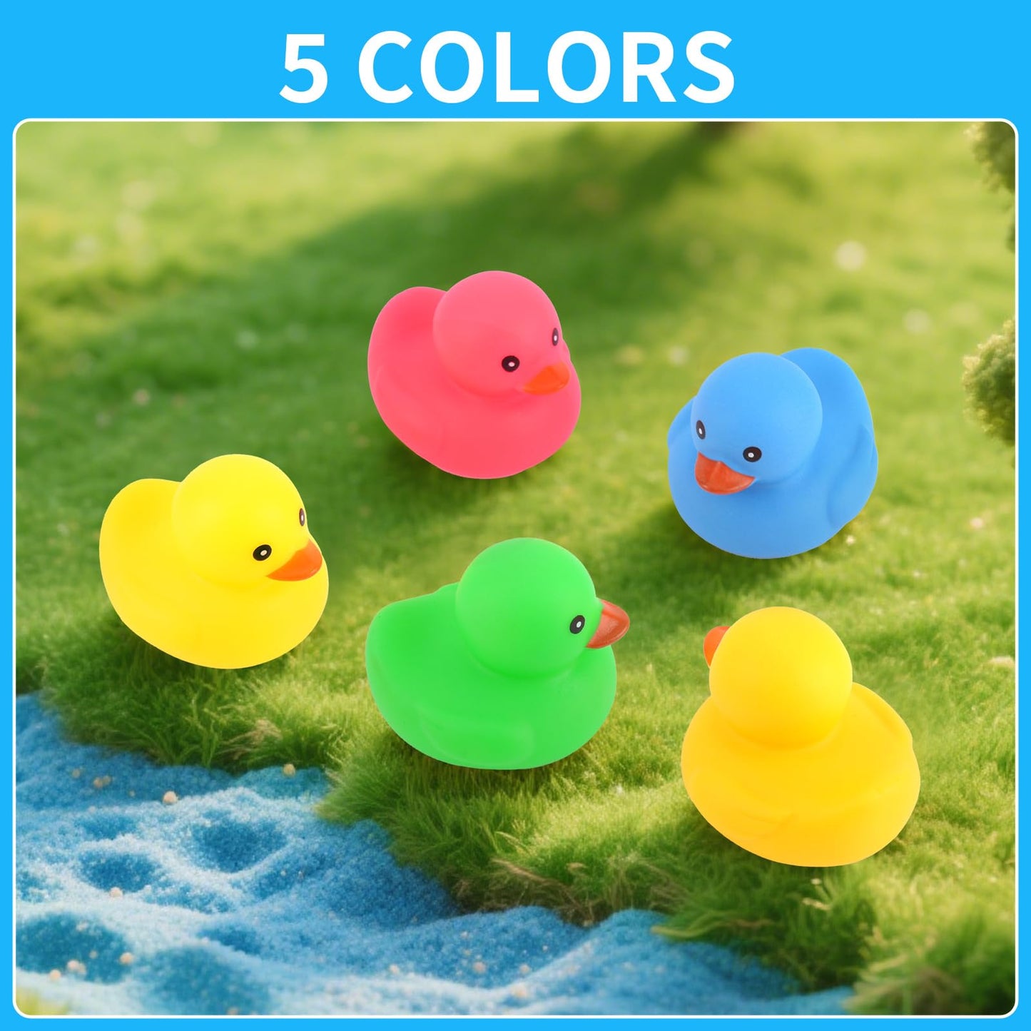 Ensbelei 20Pcs Yellow Rubber Ducks Bath Toys – 5 Colors, Squeaky Bathtub Set