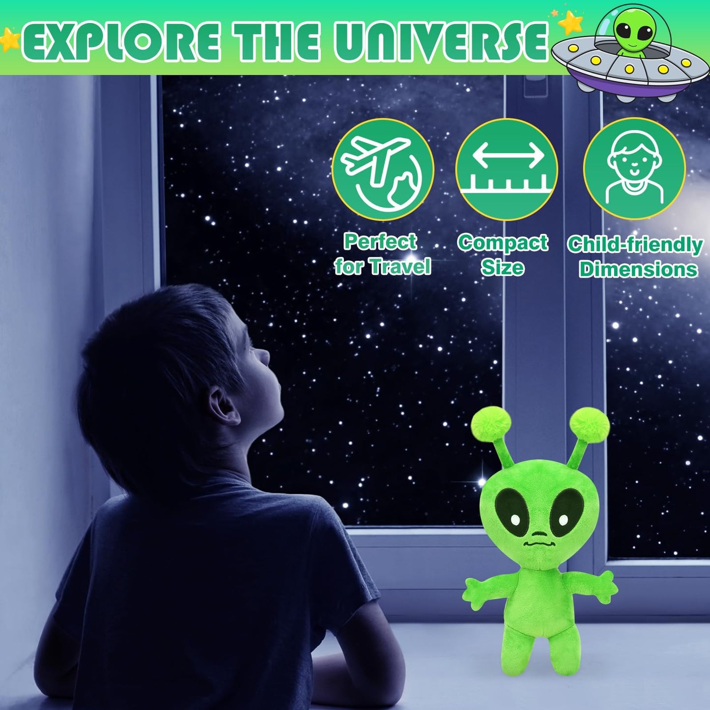 Entallor 12-Inch Alien Plush Toy – Soft Green Plush Doll for Play, Travel & Decor