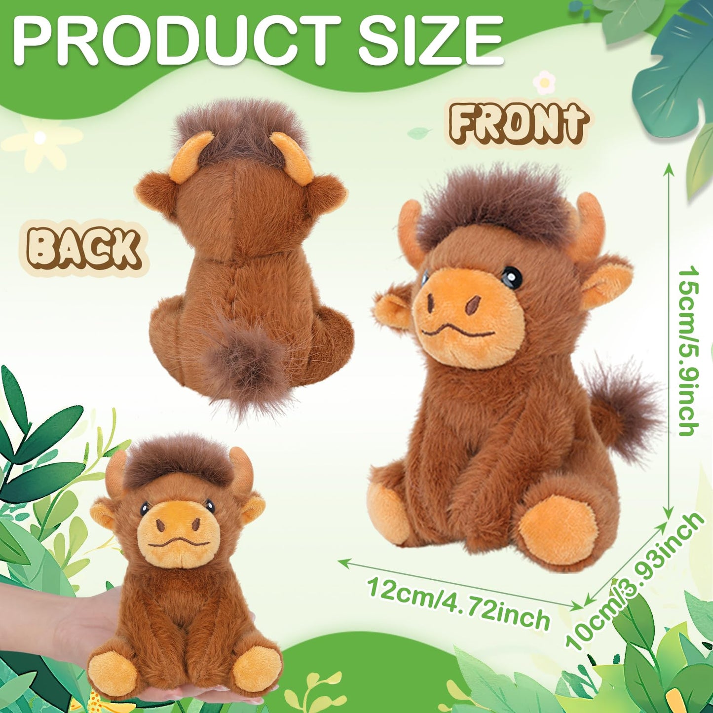 Entallor 16PCS Mini Highland Cow Plush Set – 5.9-Inch Realistic Scottish Cow Toys