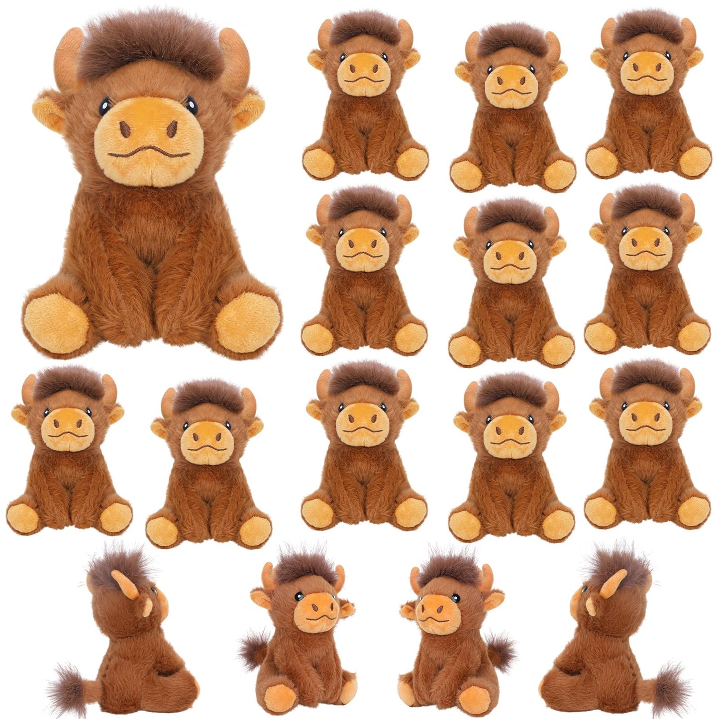 Entallor 16PCS Mini Highland Cow Plush Set – 5.9-Inch Realistic Scottish Cow Toys