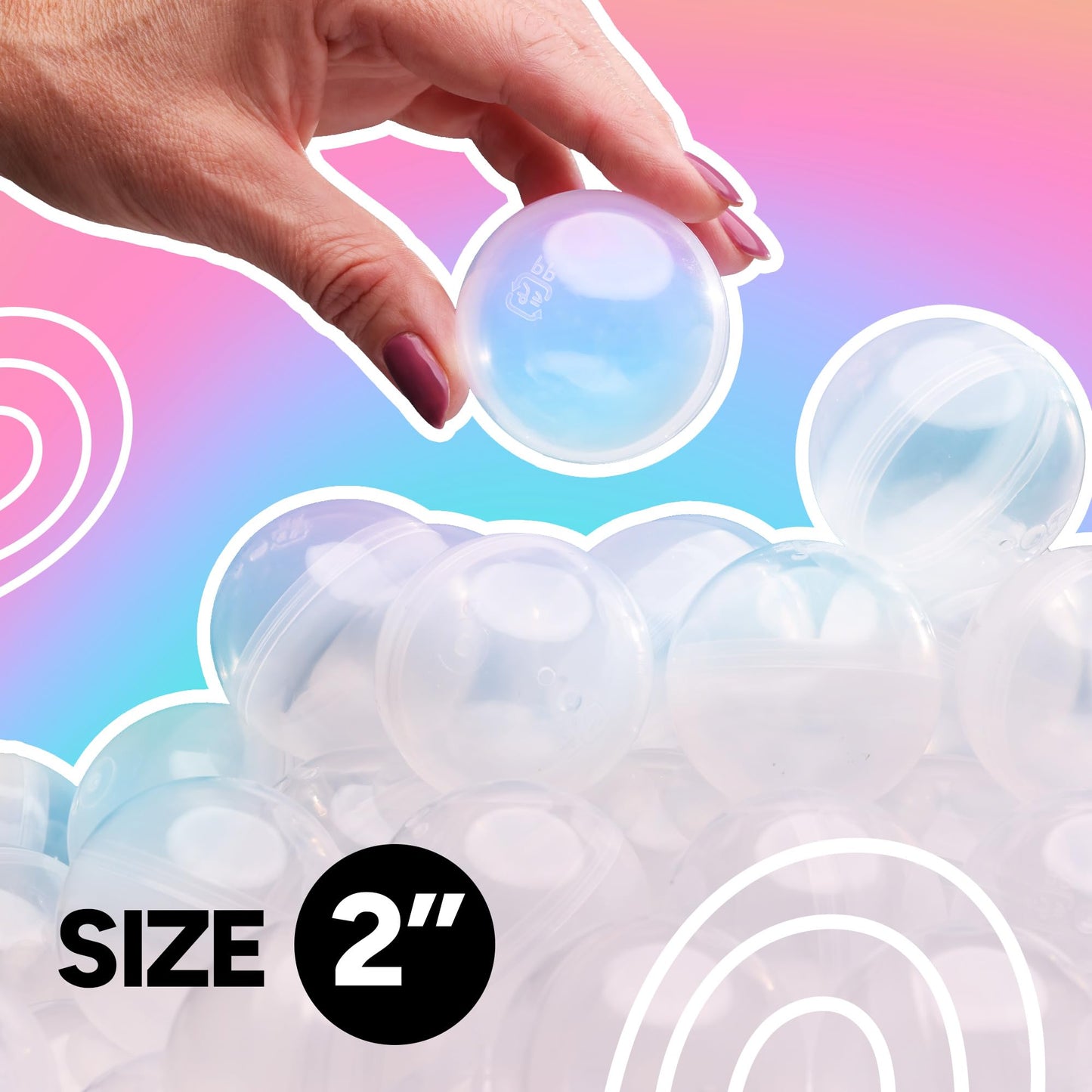 Entervending 2-Inch Capsule Vending Machine Pack – 50 Clear Round Capsules for Prizes, Crafts, Easter