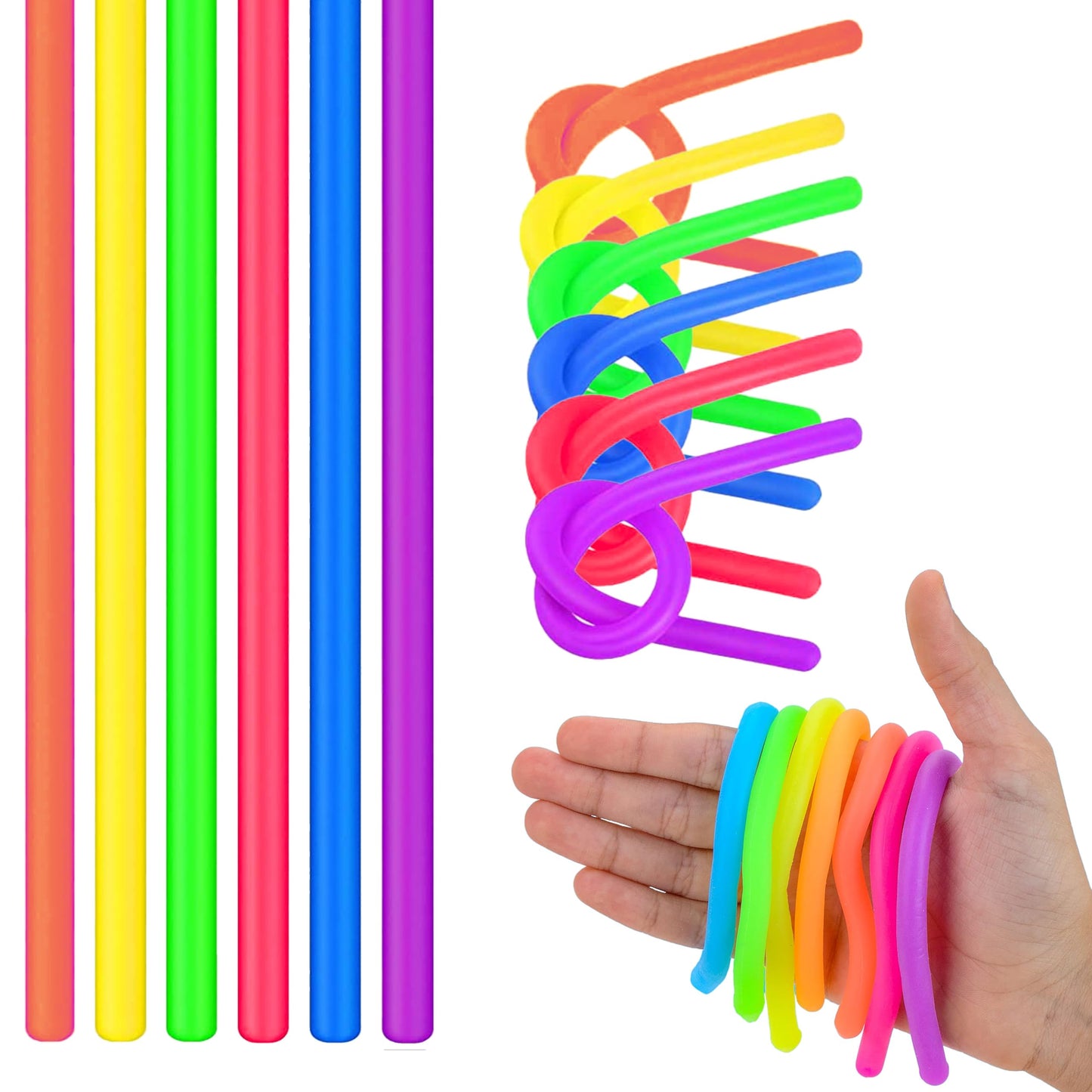 Entervending Bulk Toys - 100 Pcs Fluorescent Monkey Noodles Pack