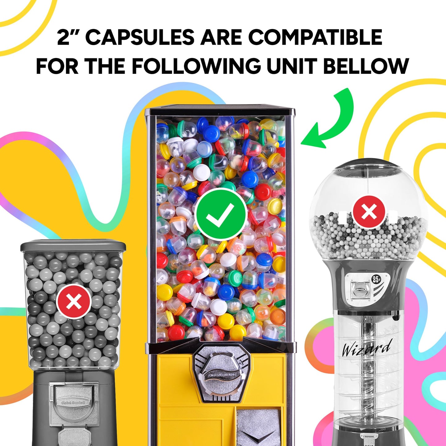 Entervending 2-Inch Capsule Vending Machine Pack – 50 Clear Round Capsules for Prizes, Crafts, Easter