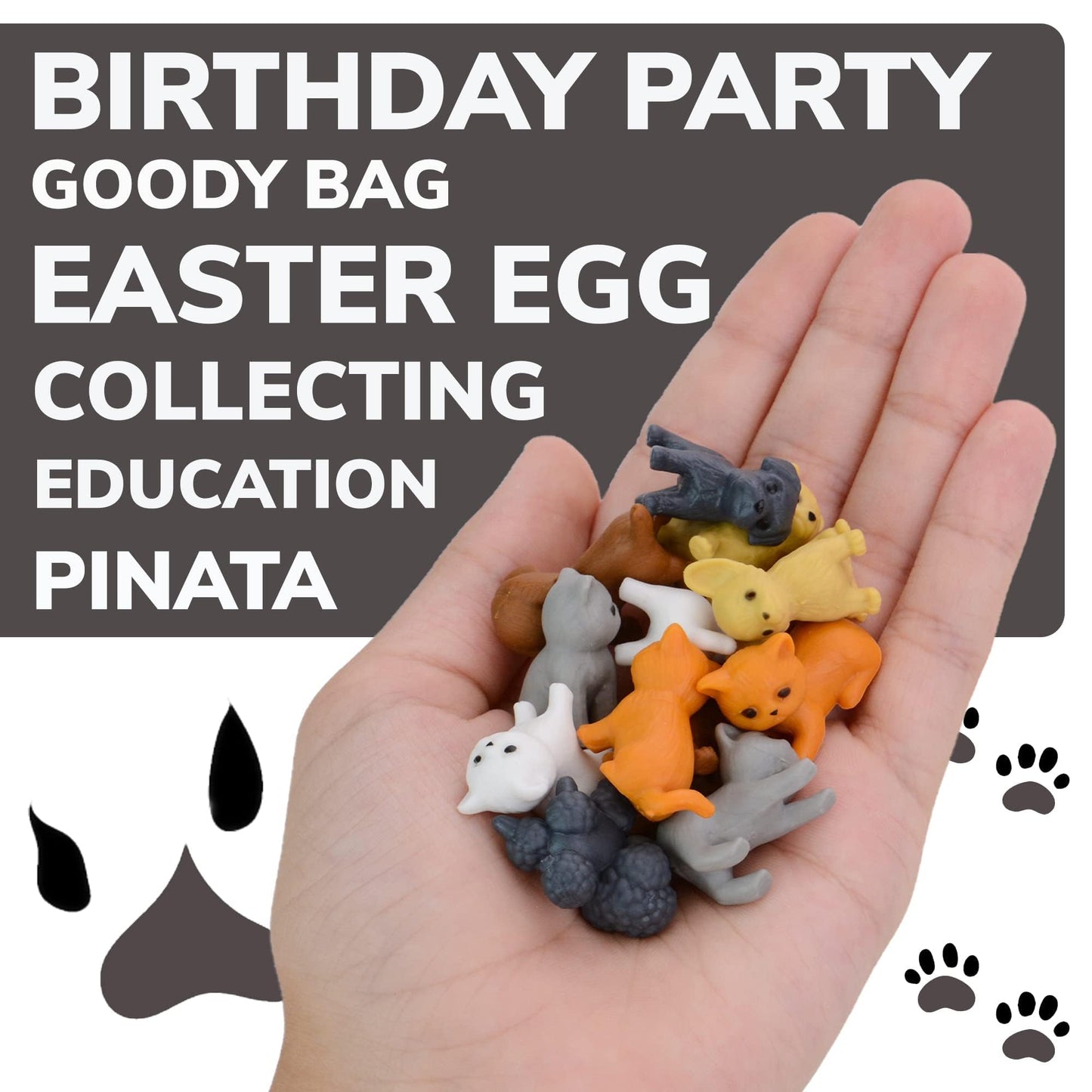 Entervending Tiny Dog & Cat Figurines — 50 Pcs Bulk Kids Toys for Easter & Classroom Prizes