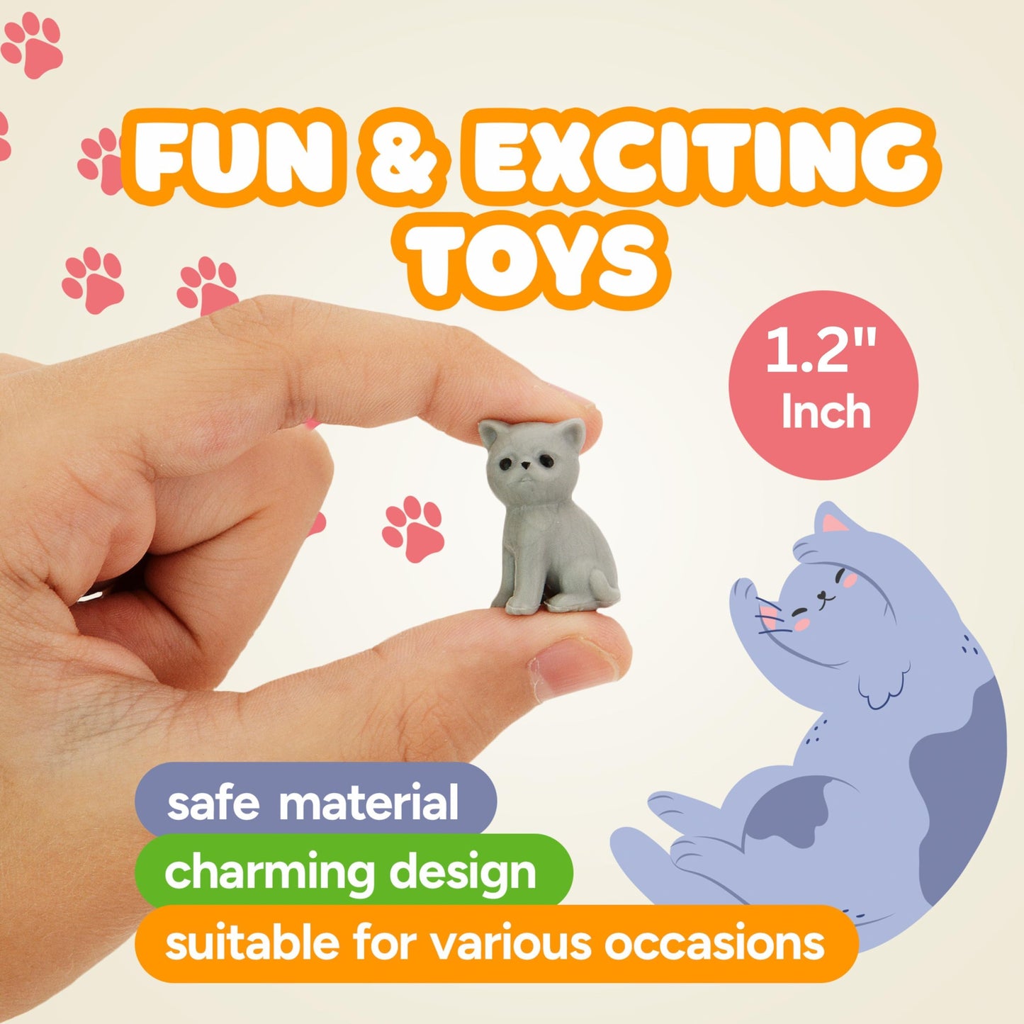 Entervending Tiny Dog & Cat Figurines — 50 Pcs Bulk Kids Toys for Easter & Classroom Prizes