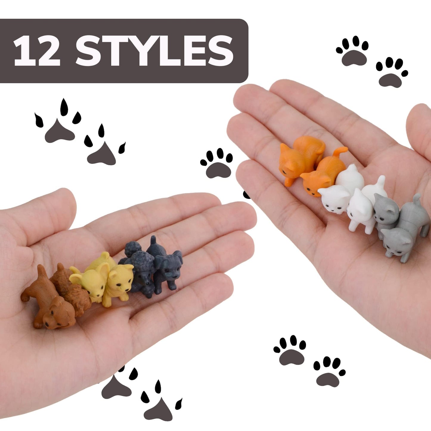 Entervending Tiny Dog & Cat Figurines — 50 Pcs Bulk Kids Toys for Easter & Classroom Prizes