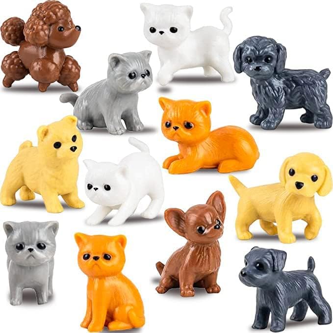 Entervending Tiny Dog & Cat Figurines — 50 Pcs Bulk Kids Toys for Easter & Classroom Prizes