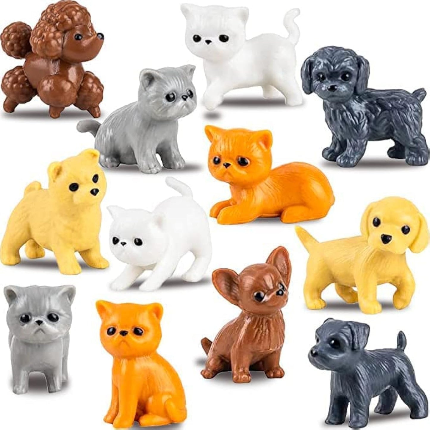 Entervending Tiny Dog & Cat Figurines — 50 Pcs Bulk Kids Toys for Easter & Classroom Prizes