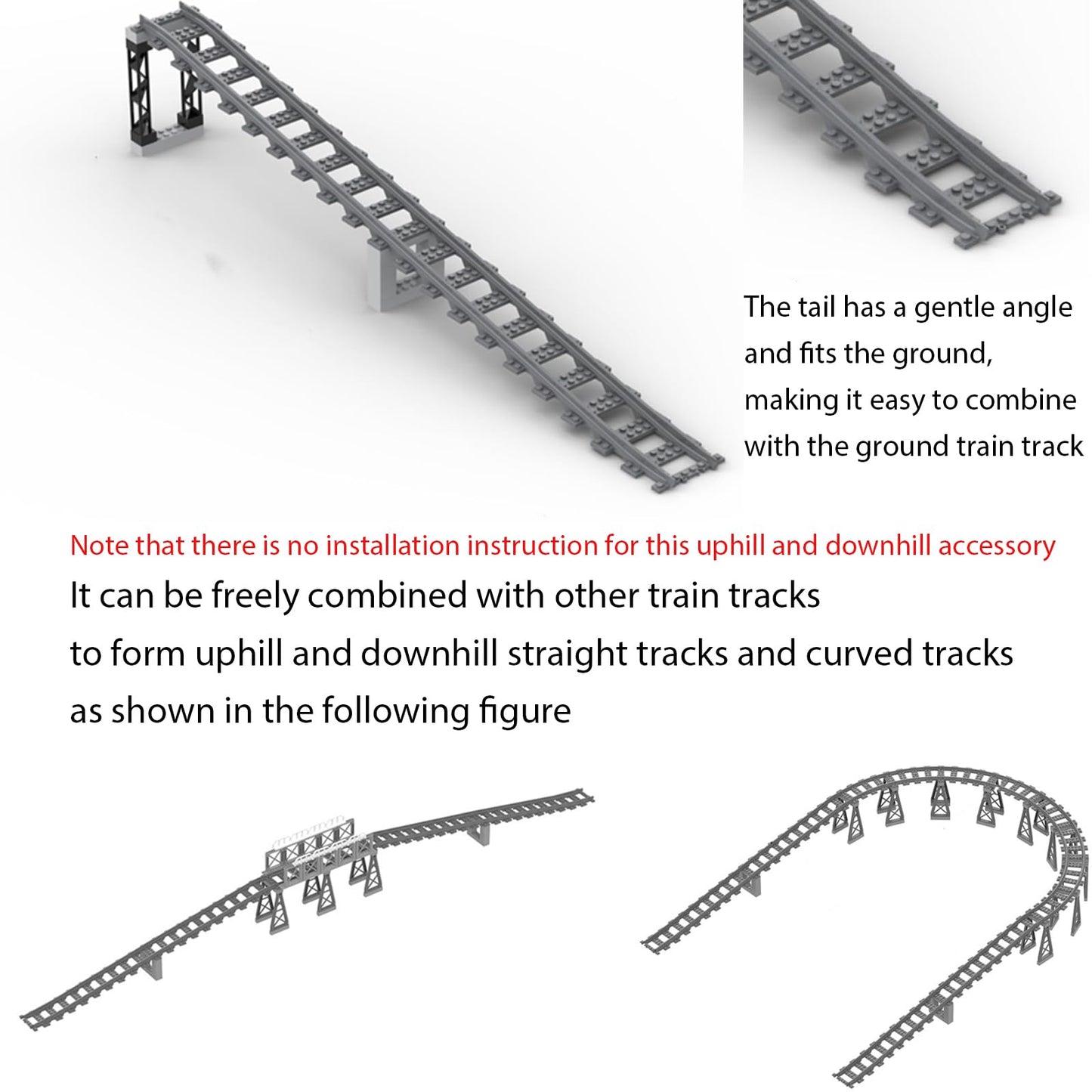 Enttgo City Train Track Accessories – Up/Downhill Expansion, Compatible with All Major Brands