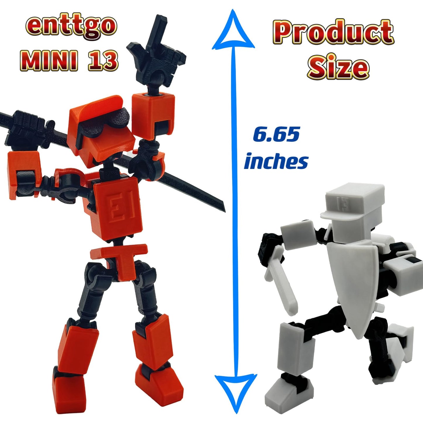 Enttgo MINI13 Red – Assembly-Completed 6.65-Inch 3D Printed Action Figure with Movable Joints