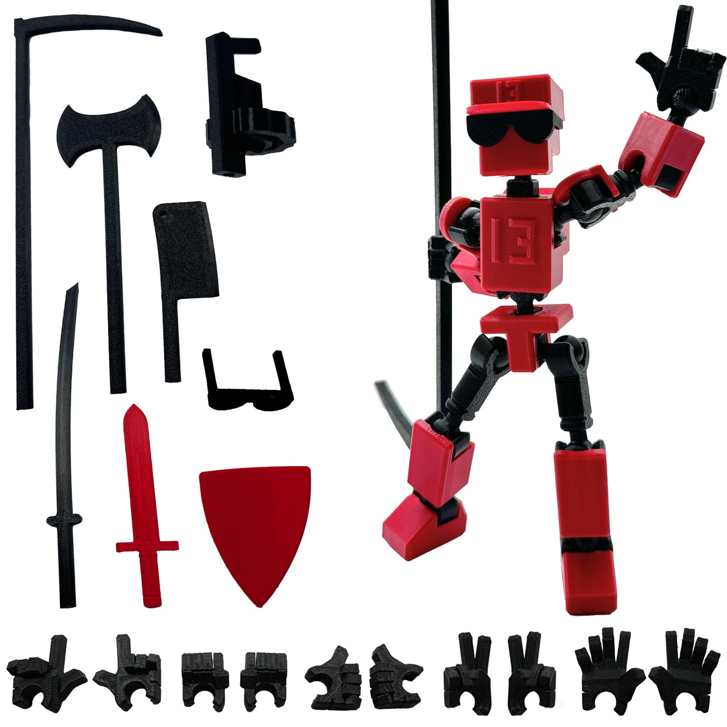 Enttgo MINI13 Red – Assembly-Completed 6.65-Inch 3D Printed Action Figure with Movable Joints