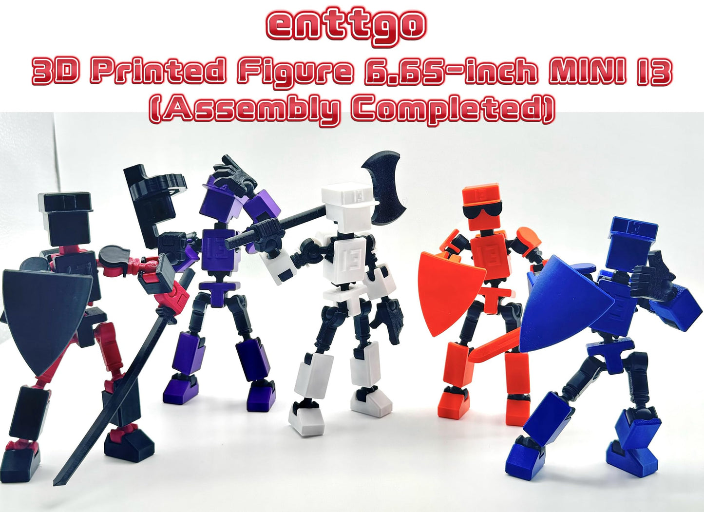 Enttgo MINI13 Red – Assembly-Completed 6.65-Inch 3D Printed Action Figure with Movable Joints