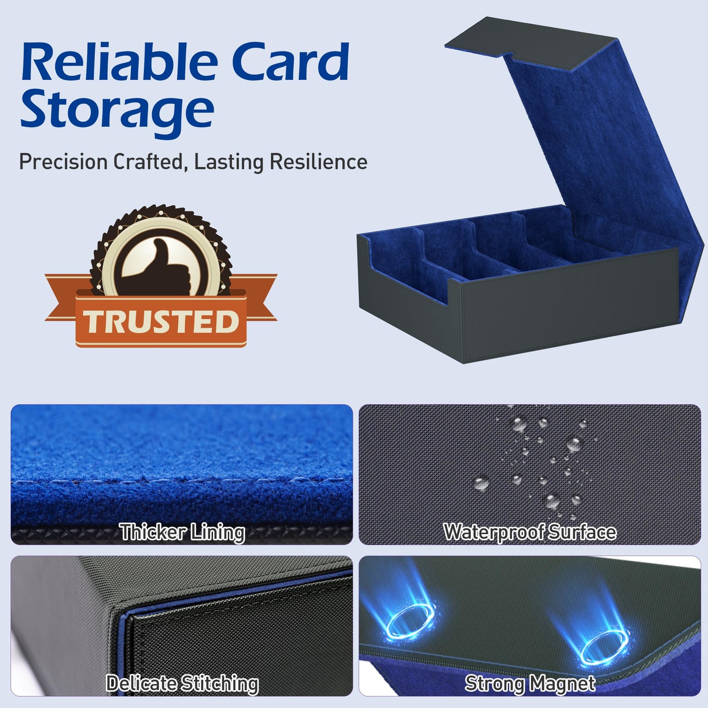 ENTUMO 4-Row Trading Card Storage Box – 3,200+ Capacity, 24 Dividers, Magnetic Closure
