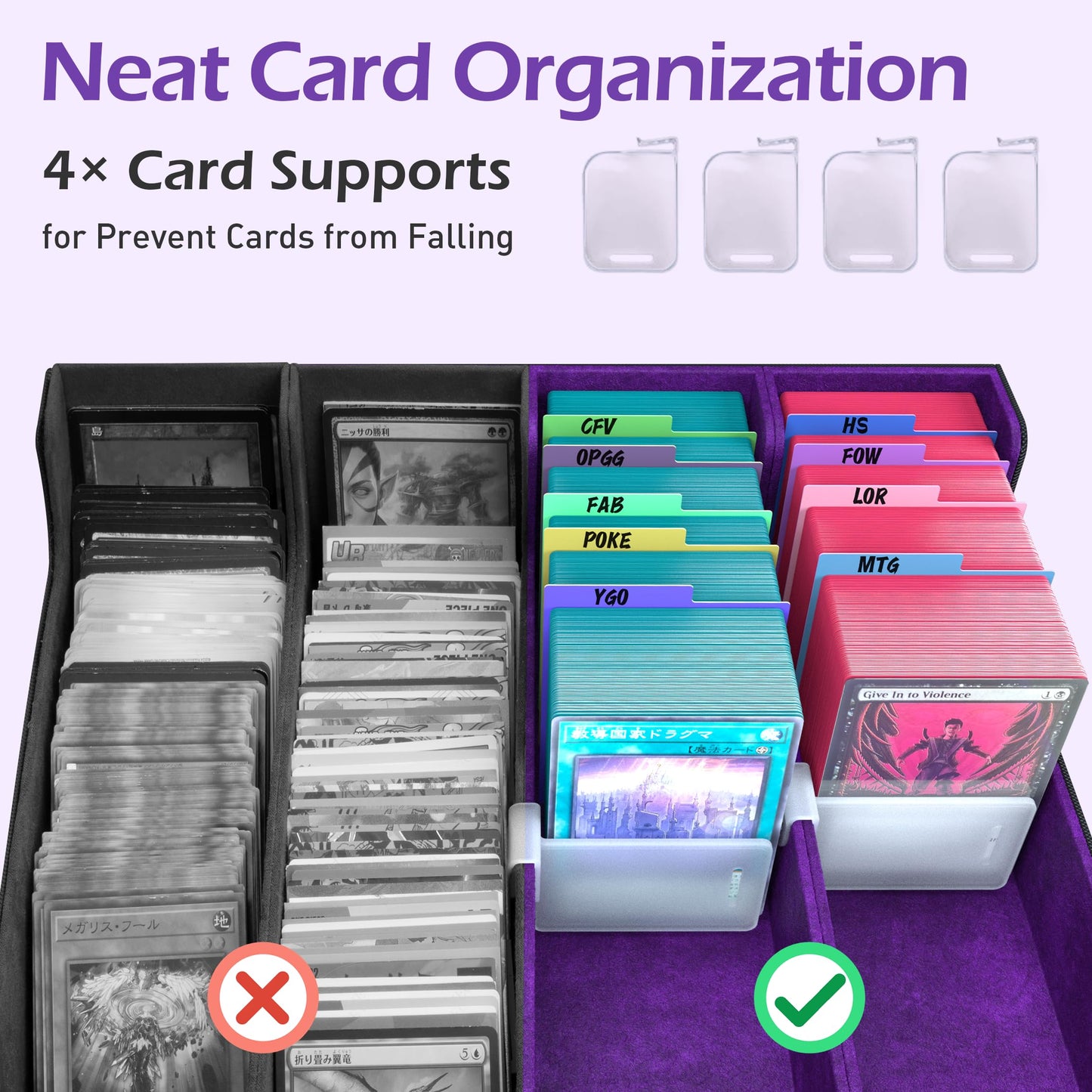 ENTUMO 4-Row Trading Card Storage Box – 3200+ Capacity, 24 Dividers, PU Leather Case