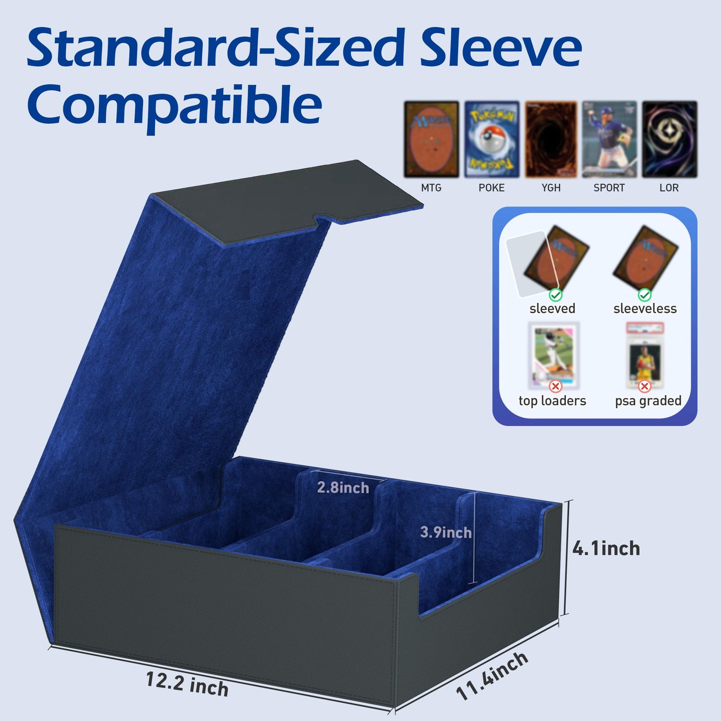 ENTUMO 4-Row Trading Card Storage Box – 3,200+ Capacity, 24 Dividers, Magnetic Closure