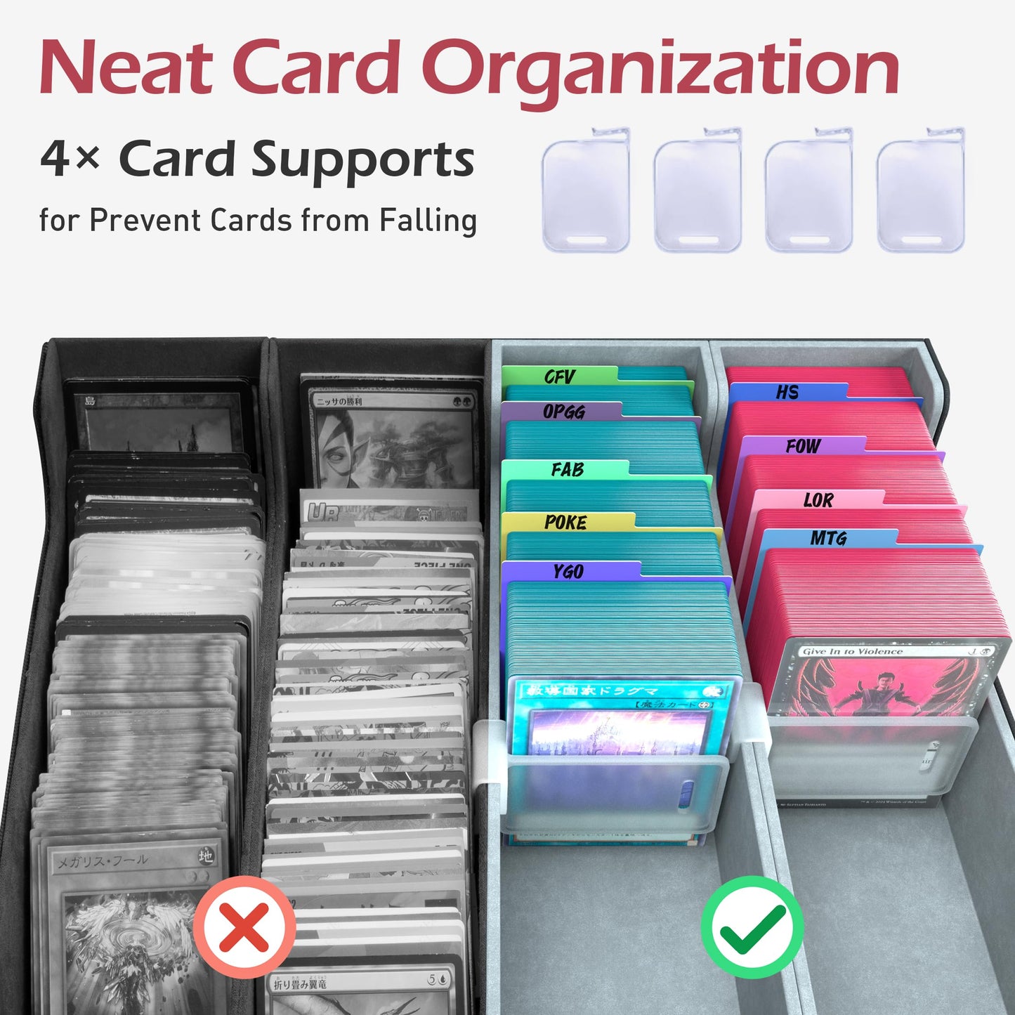 ENTUMO 4-Row Trading Card Storage Box – 3200+ Capacity, 24 Dividers, PU Leather Case