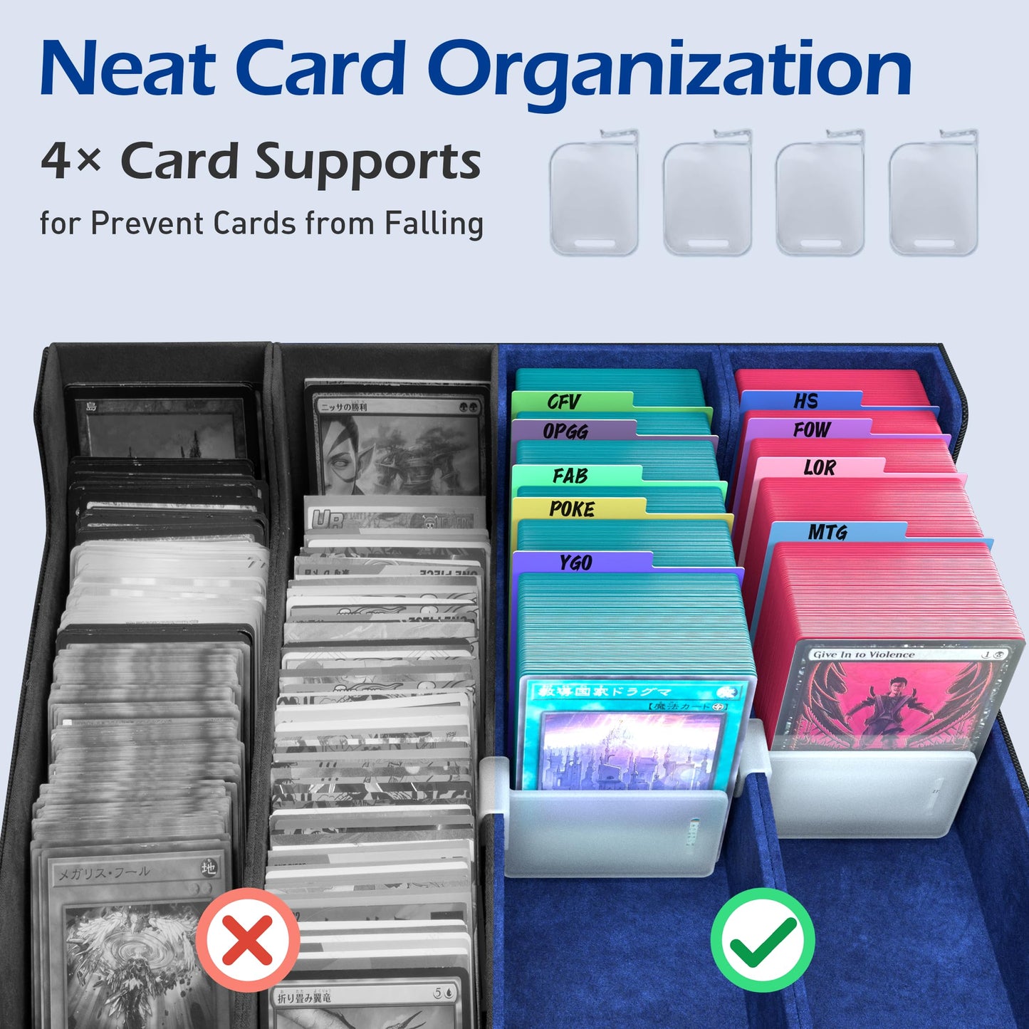 ENTUMO 4-Row Trading Card Storage Box – 3,200+ Capacity, 24 Dividers, Magnetic Closure