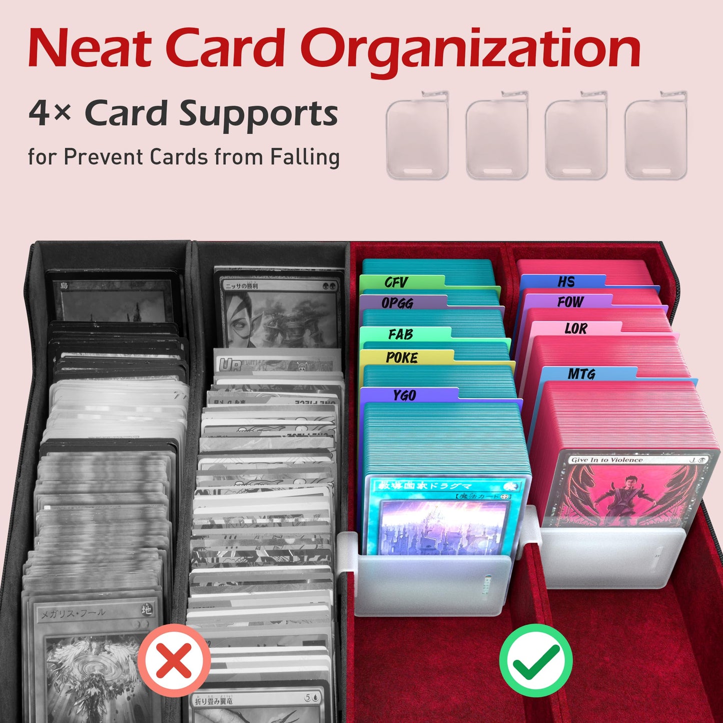ENTUMO 4-Row Trading Card Storage Box with 24 Dividers – Holds 3200+ Cards, Magnetic Closure