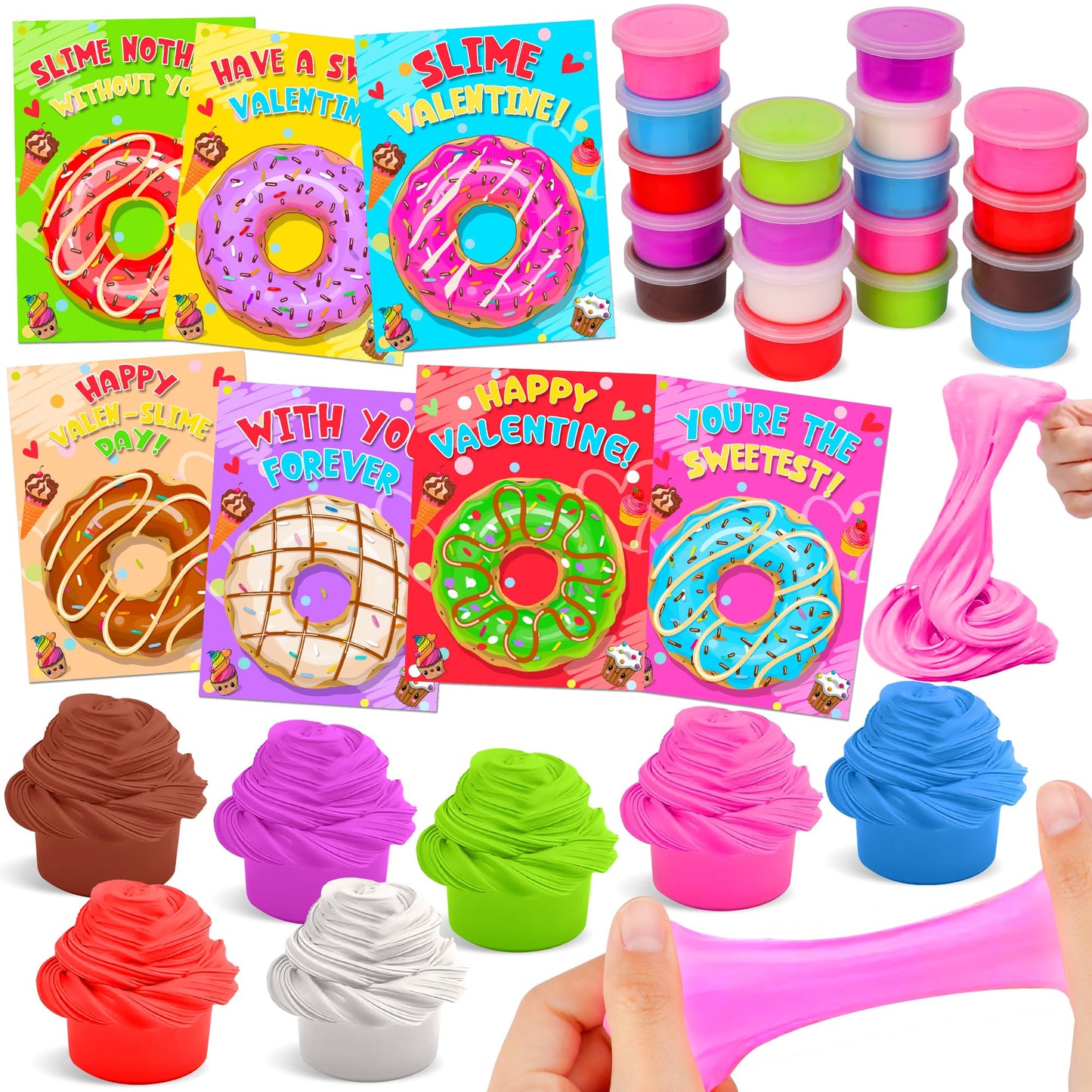 Envotek 28-Pack Butter Slime Valentine Kit for Kids – Cards, Classroom Gifts & Party Favors
